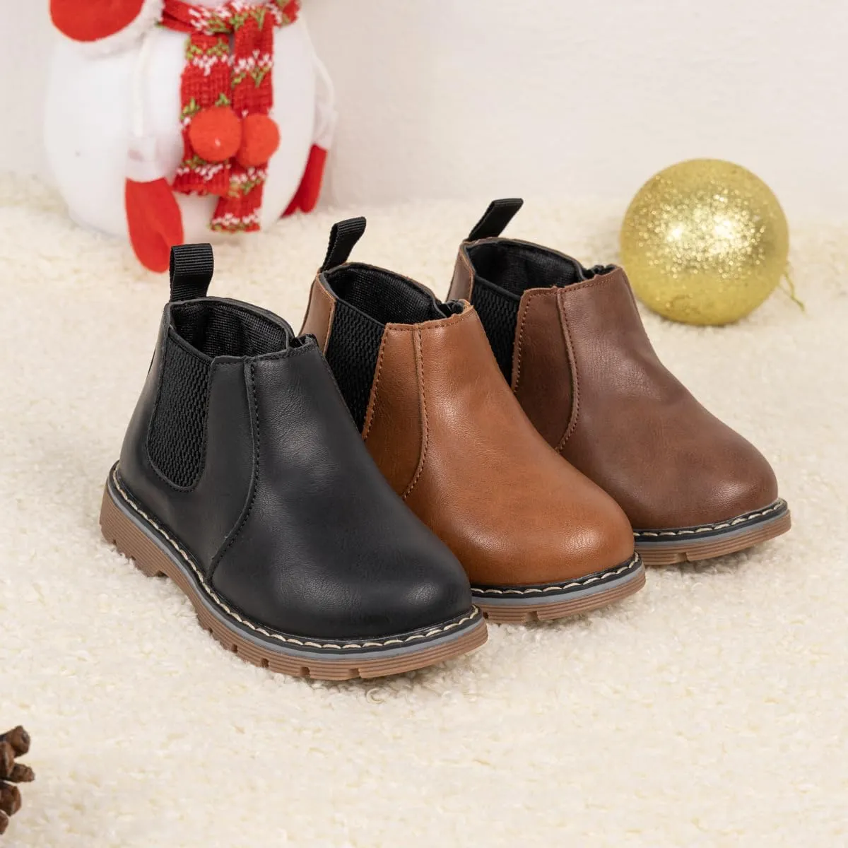 Miamooi Toddler Girls Boys Combat Ankle Boots Little Kid Waterproof Outdoor Chelsea Fall Booties Leather Comfort Shoes (Toddler/Little Kid)