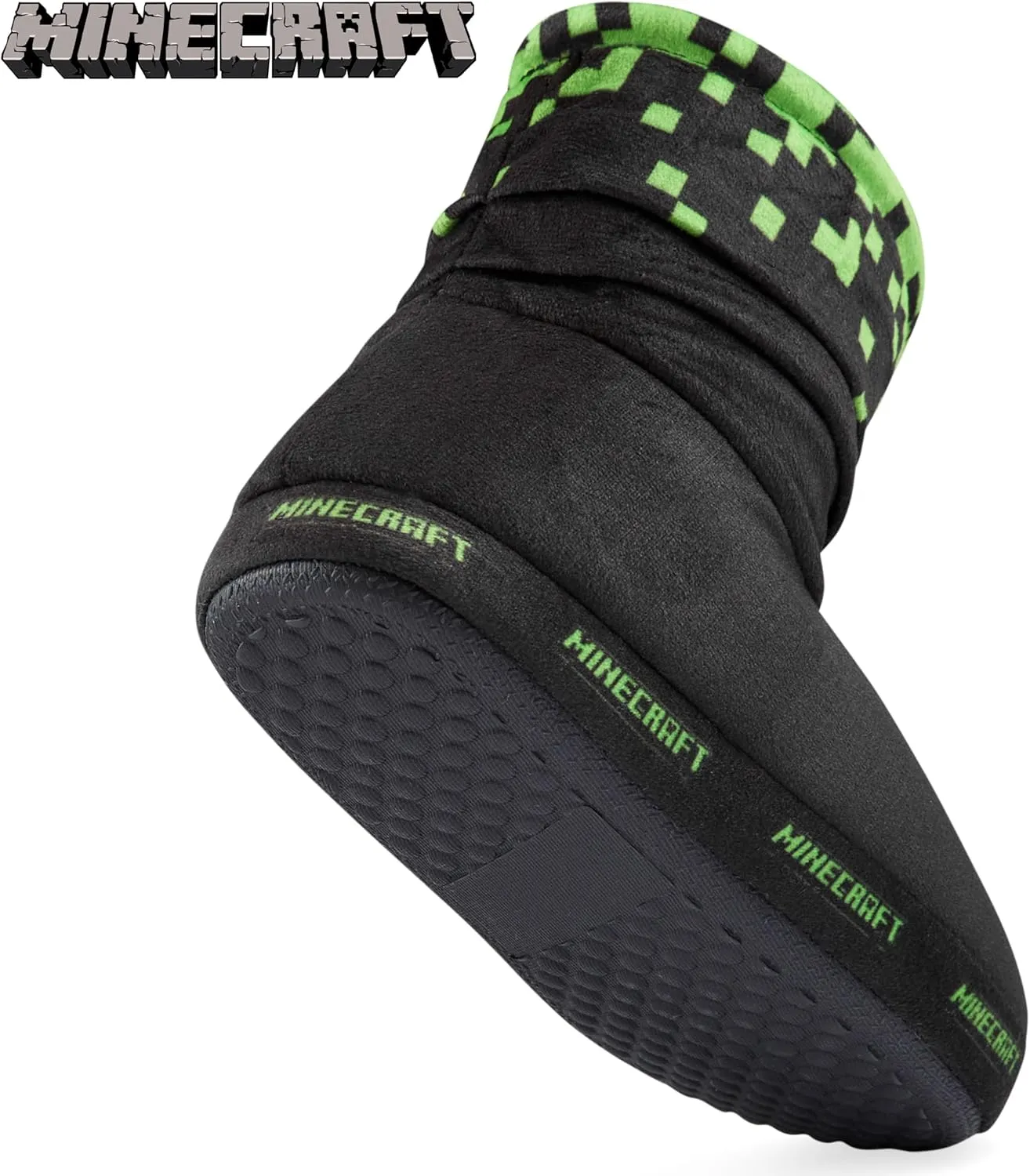 Minecraft Slipper Boots for Boys - Warm Kids Slippers Size 11-7 Non-Slip House Shoes - Gamer Gifts for Boys