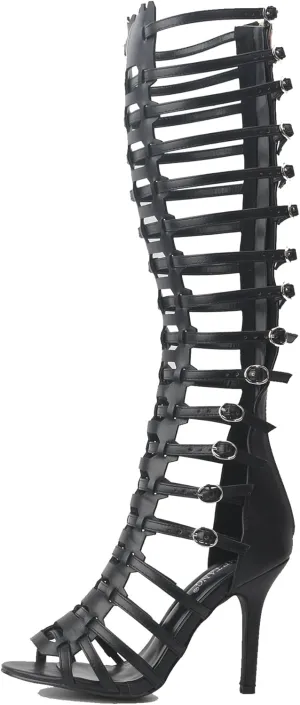 Minishion Gladiator Sandals for Women Tall Heels Stiletto Knee High Summer Boots Shoes