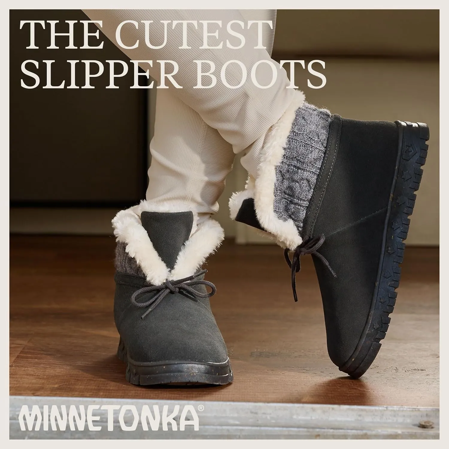 Minnetonka Norean – Indoor/Outdoor Slipper Booties for Women with Hard Sole Design and Soft Pile Lining