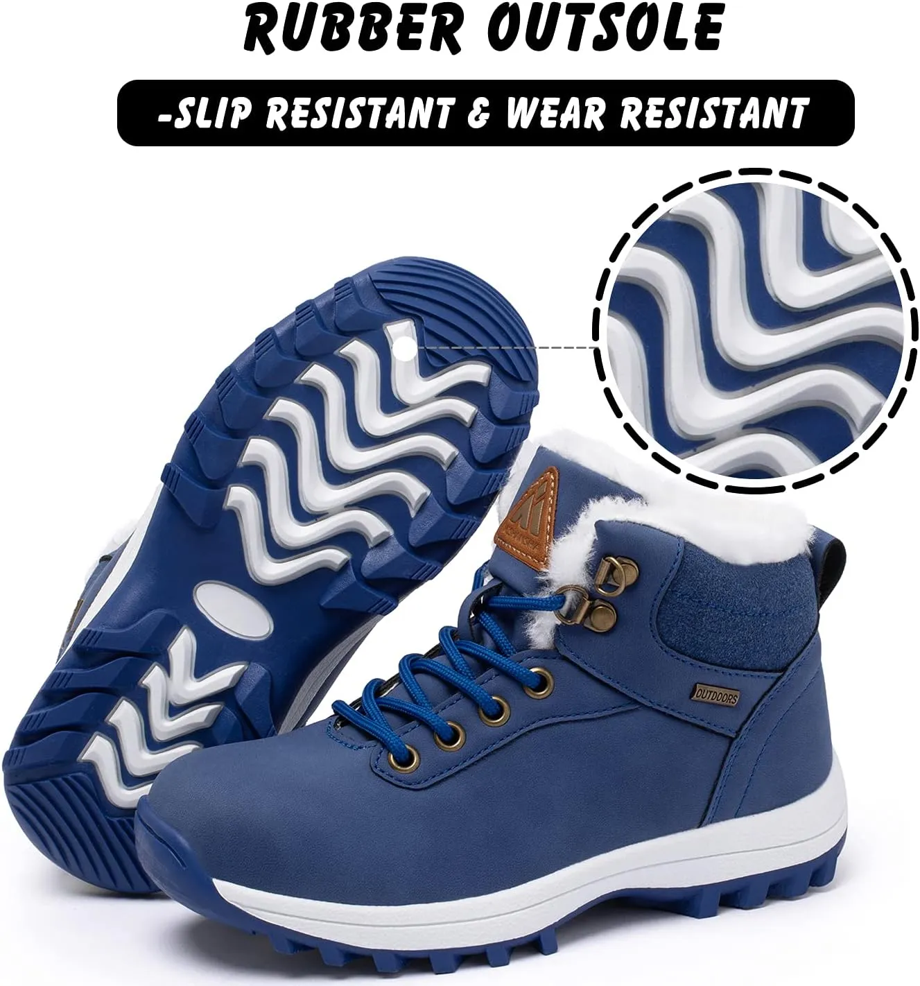 Mishansha Boy's Girl's Winter Snow Boots Waterproof Kids Hiking Boots Cold Weather Outdoor Fur Lined Warm Walking Boot Shoes