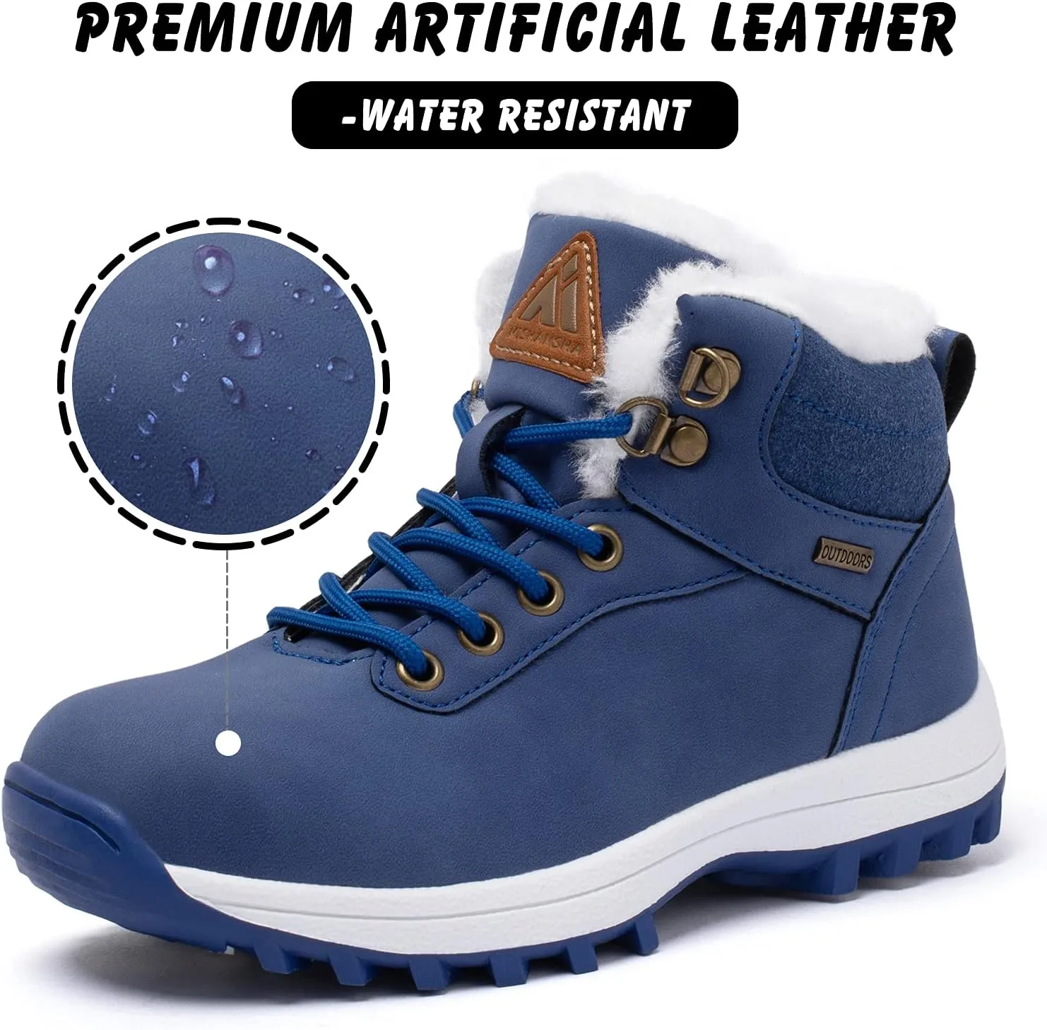 Mishansha Boy's Girl's Winter Snow Boots Waterproof Kids Hiking Boots Cold Weather Outdoor Fur Lined Warm Walking Boot Shoes