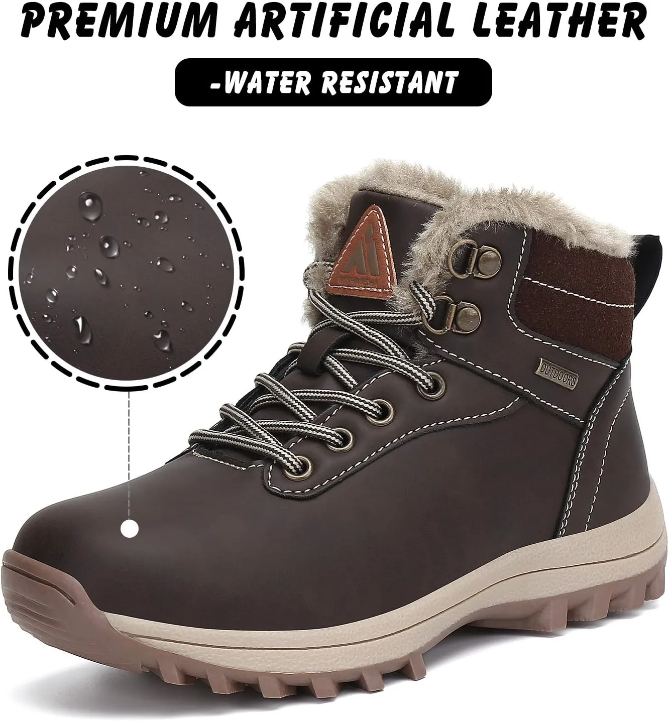 Mishansha Boy's Girl's Winter Snow Boots Waterproof Kids Hiking Boots Cold Weather Outdoor Fur Lined Warm Walking Boot Shoes