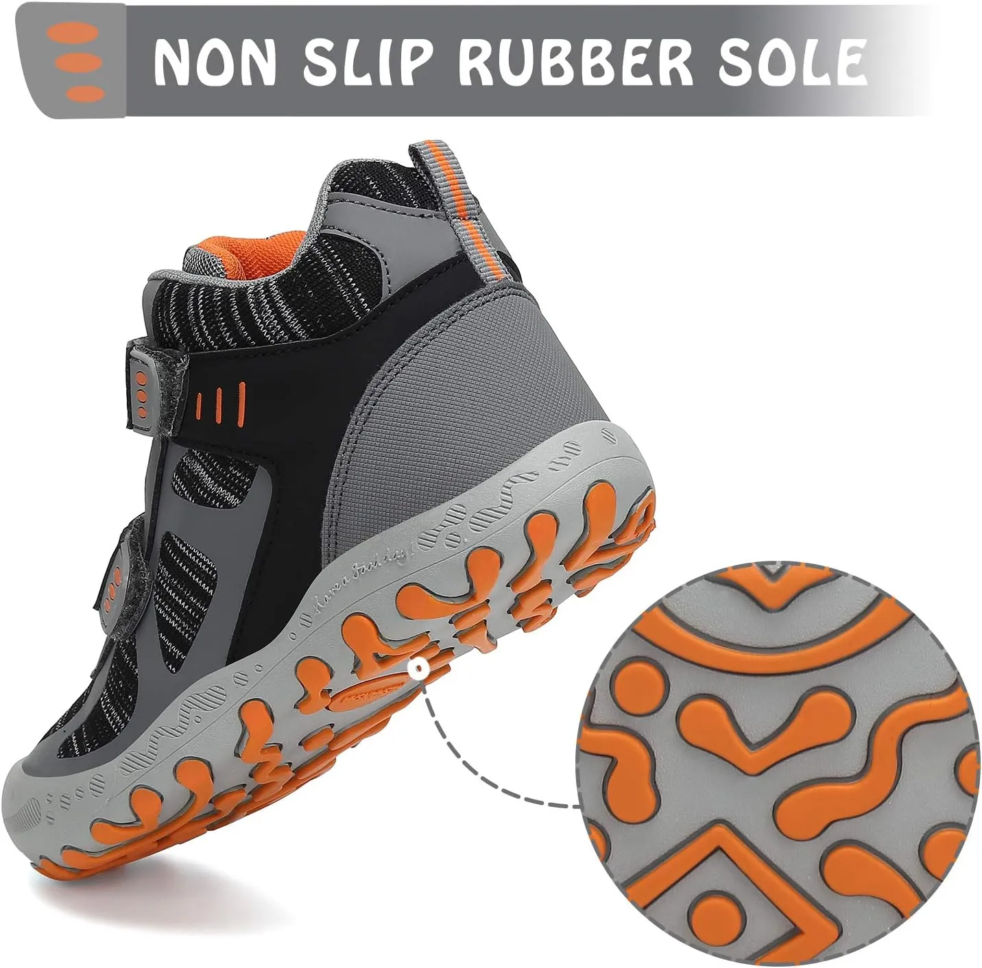 Mishansha Unisex-Child Outdoor Ankle Hiking Boots Boys Girls Trekking Walking Shoes with Hook and Loop