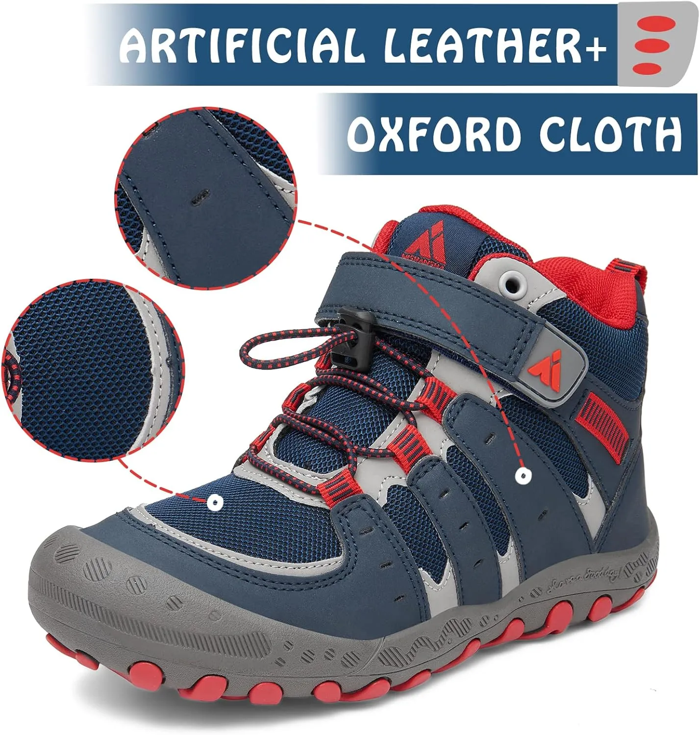 Mishansha Unisex-Child Outdoor Ankle Hiking Boots Boys Girls Trekking Walking Shoes with Hook and Loop