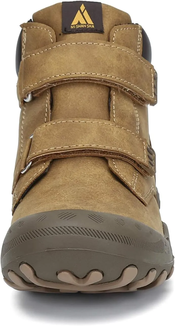 Mishansha Unisex-Child Outdoor Ankle Hiking Boots Boys Girls Trekking Walking Shoes with Hook and Loop