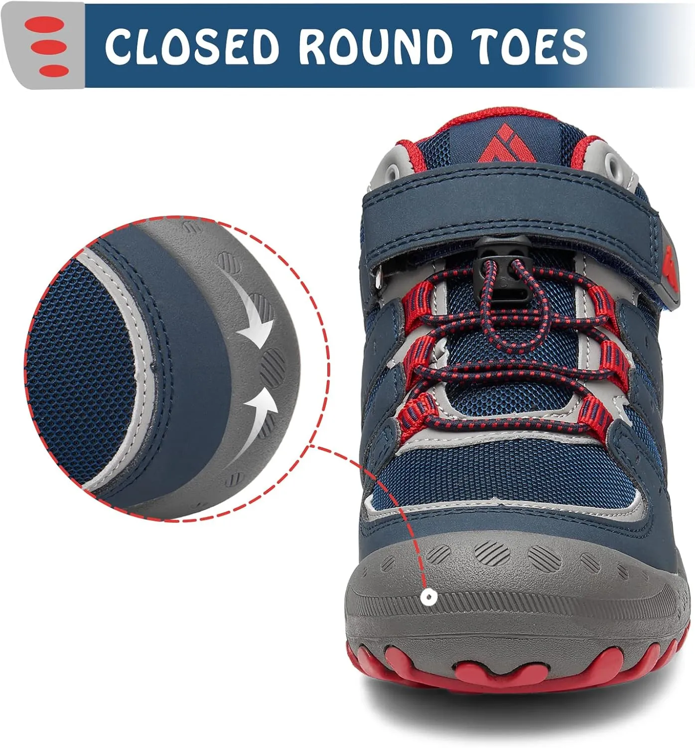 Mishansha Unisex-Child Outdoor Ankle Hiking Boots Boys Girls Trekking Walking Shoes with Hook and Loop