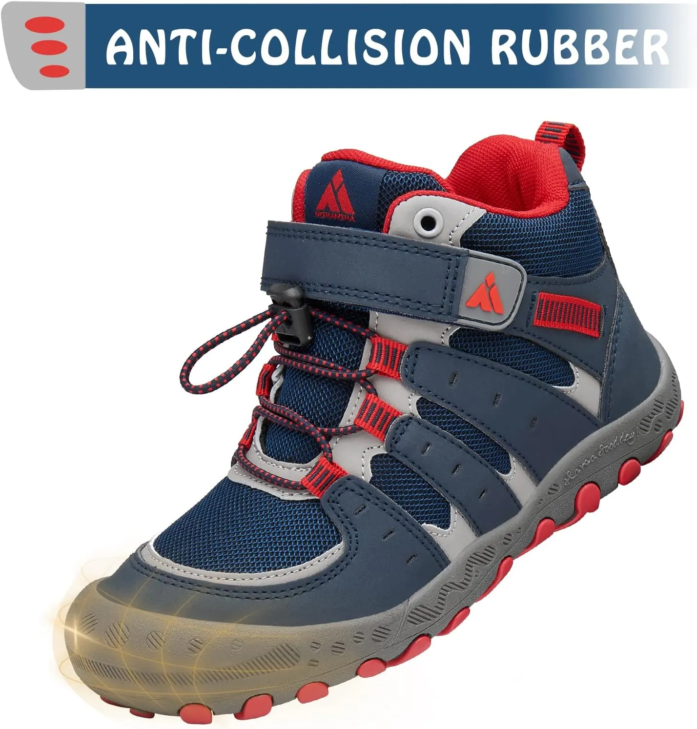 Mishansha Unisex-Child Outdoor Ankle Hiking Boots Boys Girls Trekking Walking Shoes with Hook and Loop