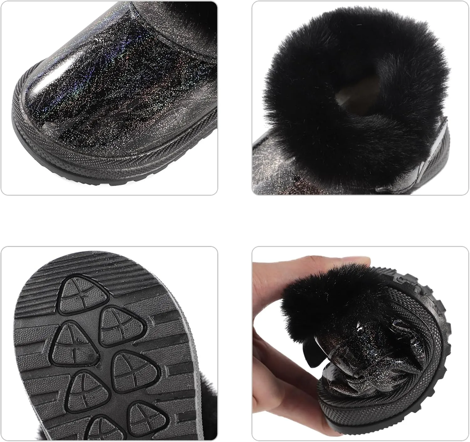 MK MATT KEELY Winter Boots for Toddler Boots for boys Soft Warm Fur Snow Boots For Girl Plush Black Snow Boots