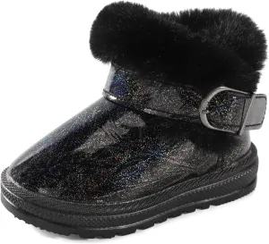 MK MATT KEELY Winter Boots for Toddler Boots for boys Soft Warm Fur Snow Boots For Girl Plush Black Snow Boots