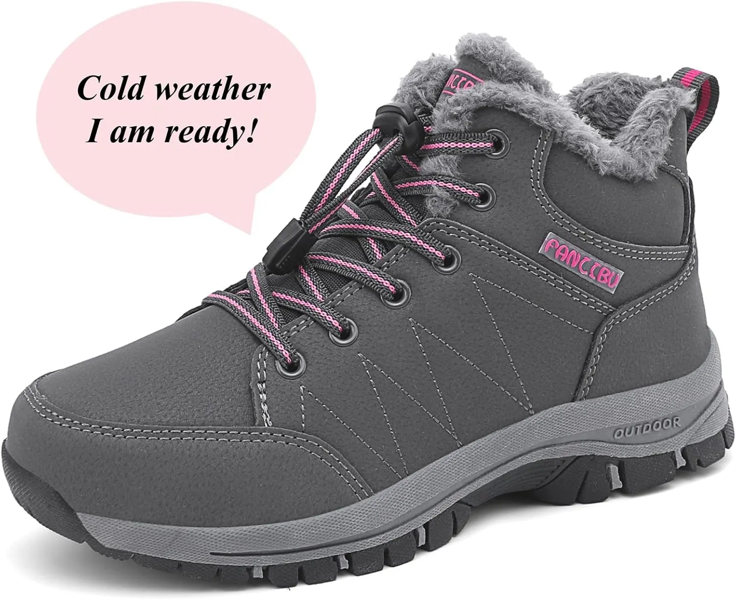 Moodeng Women's Winter Snow Boots Outdoor Hiking Boots Warm Waterproof Ankle Booties for Walking and Anti-Slip