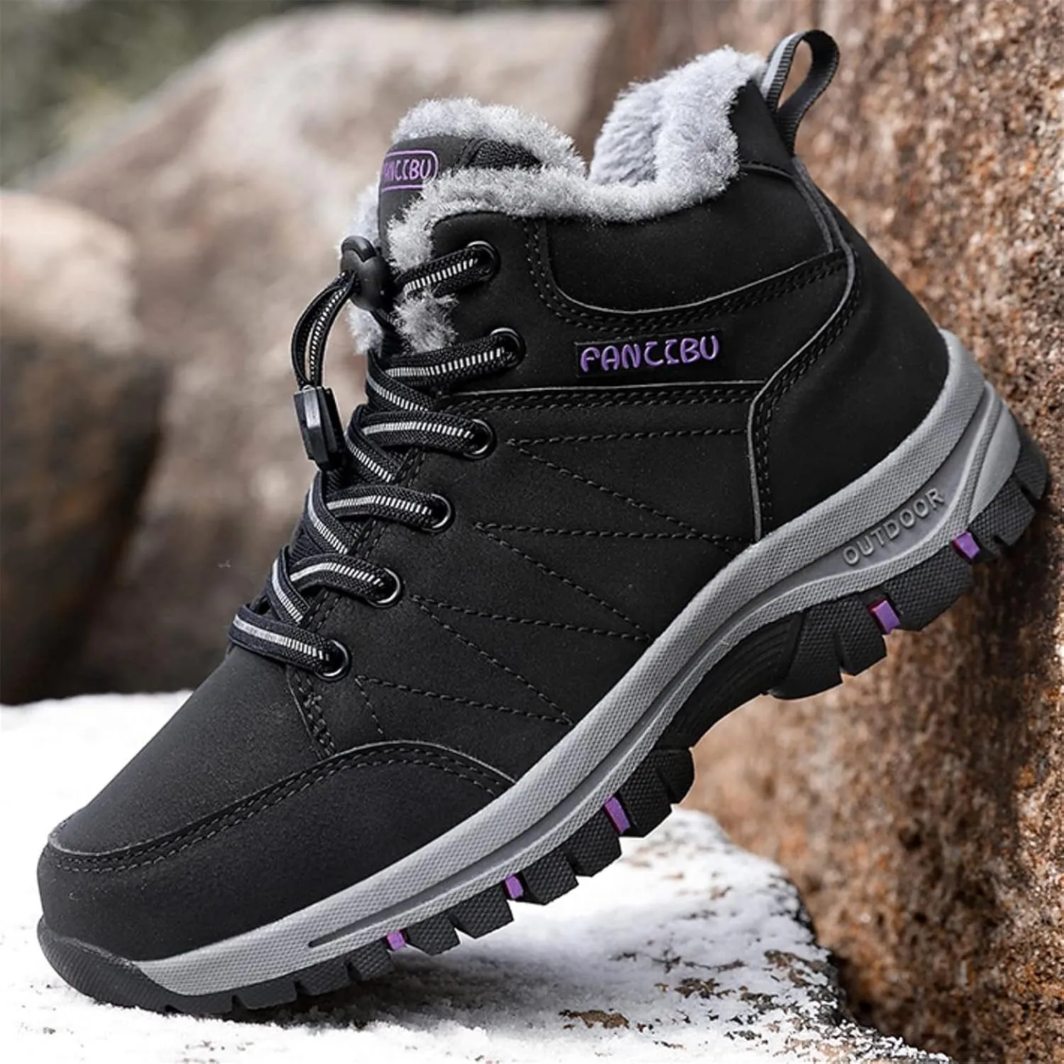 Moodeng Women's Winter Snow Boots Outdoor Hiking Boots Warm Waterproof Ankle Booties for Walking and Anti-Slip