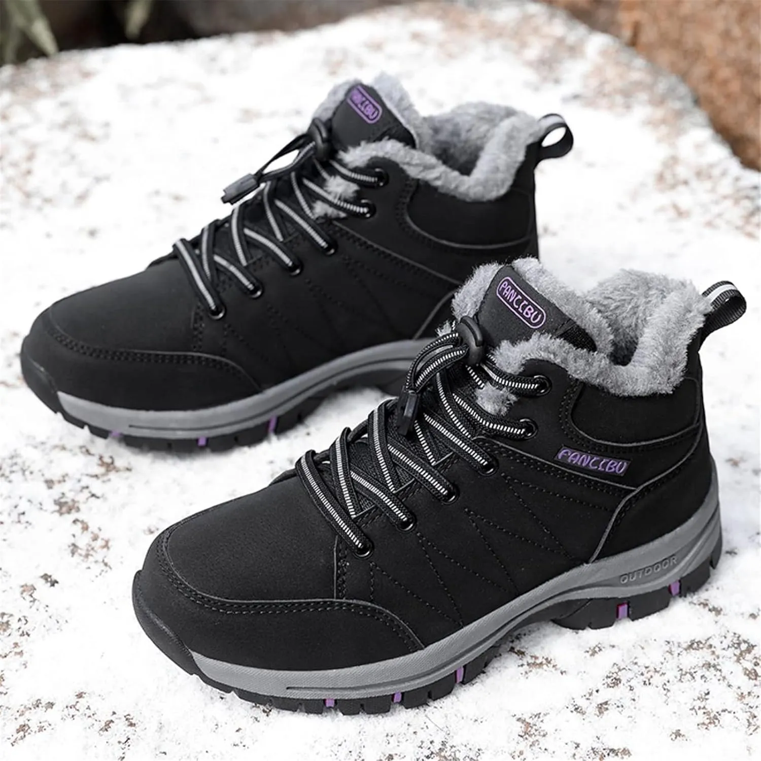 Moodeng Women's Winter Snow Boots Outdoor Hiking Boots Warm Waterproof Ankle Booties for Walking and Anti-Slip