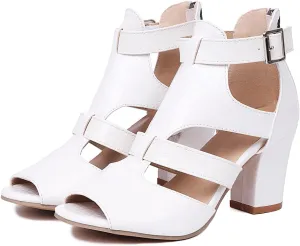 MOOMMO Women Chunky Heel Booties Open Toe Cutout Bow Suede Sandal Booties 3" Block High Heels Round Peep Toe Ankle T-strap Sandals Caged Mesh Buckle Crocodile Summer Booties Strappy Dressy 5-10 M US