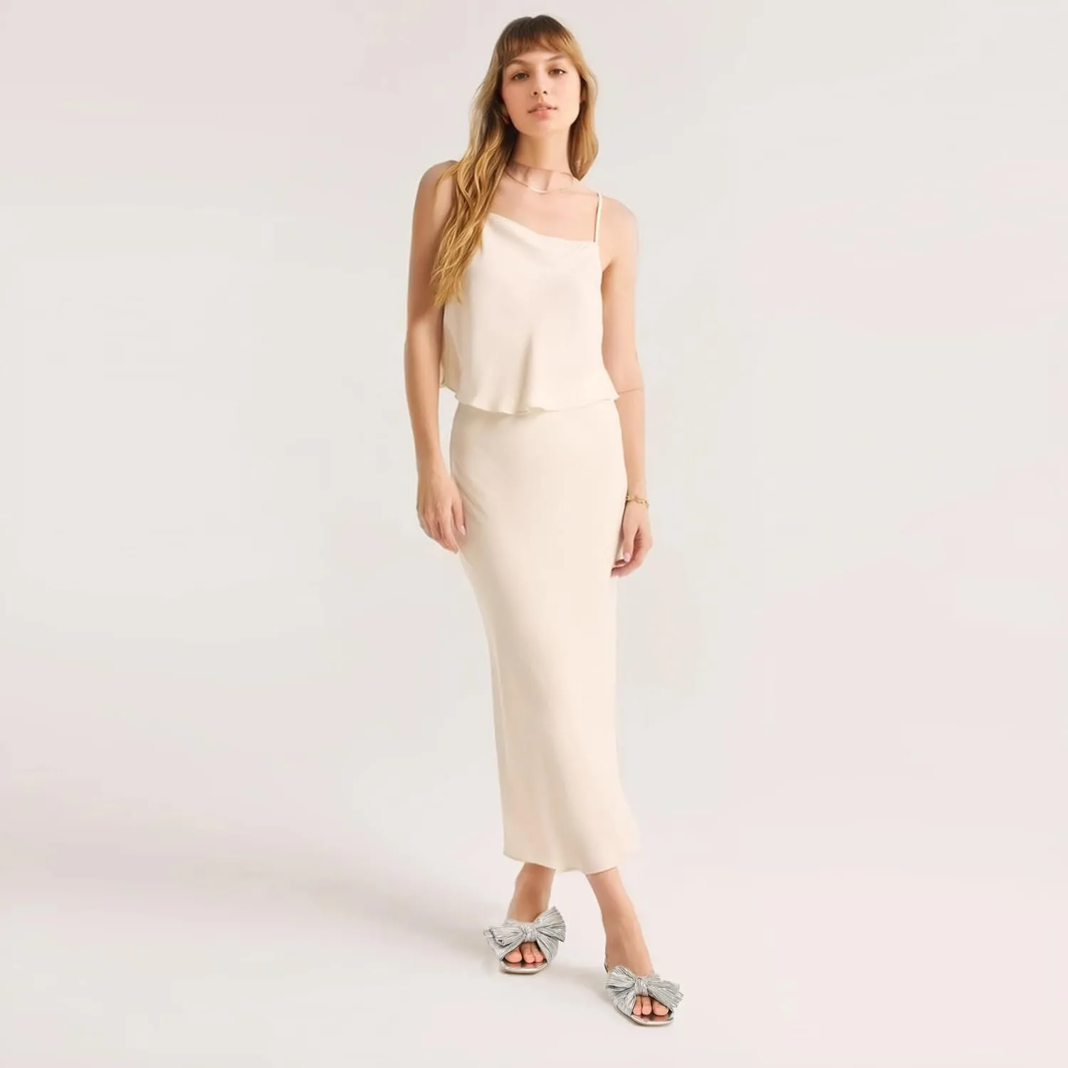 MUCCCUTE Bow Sandals for Women Square Open Toe Flat Sandals Slip on Casual Cute Summer Slides for Vacation Wedding