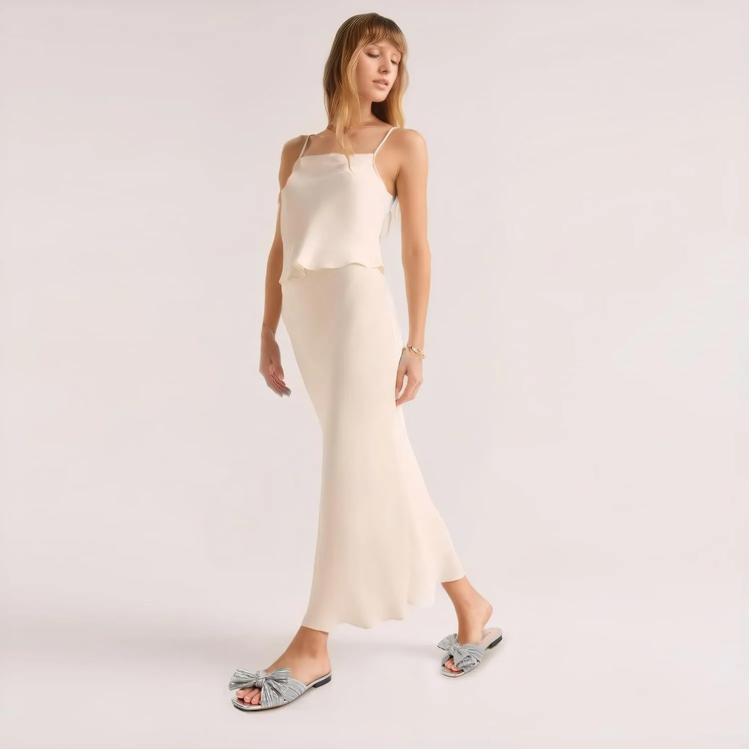 MUCCCUTE Bow Sandals for Women Square Open Toe Flat Sandals Slip on Casual Cute Summer Slides for Vacation Wedding