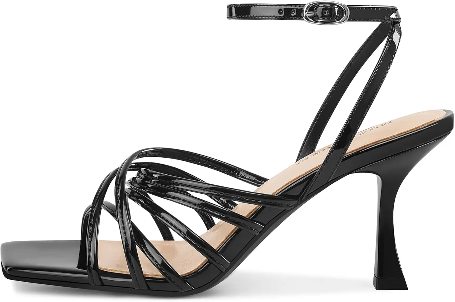 MUCCCUTE Heels for Women Square Open Toe Heeled Sandals Strappy Heels Ankle Strap Comfort Weddings Dressy Prom Shoes