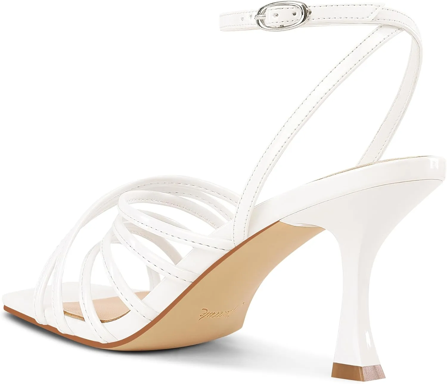 MUCCCUTE Heels for Women Square Open Toe Heeled Sandals Strappy Heels Ankle Strap Comfort Weddings Dressy Prom Shoes