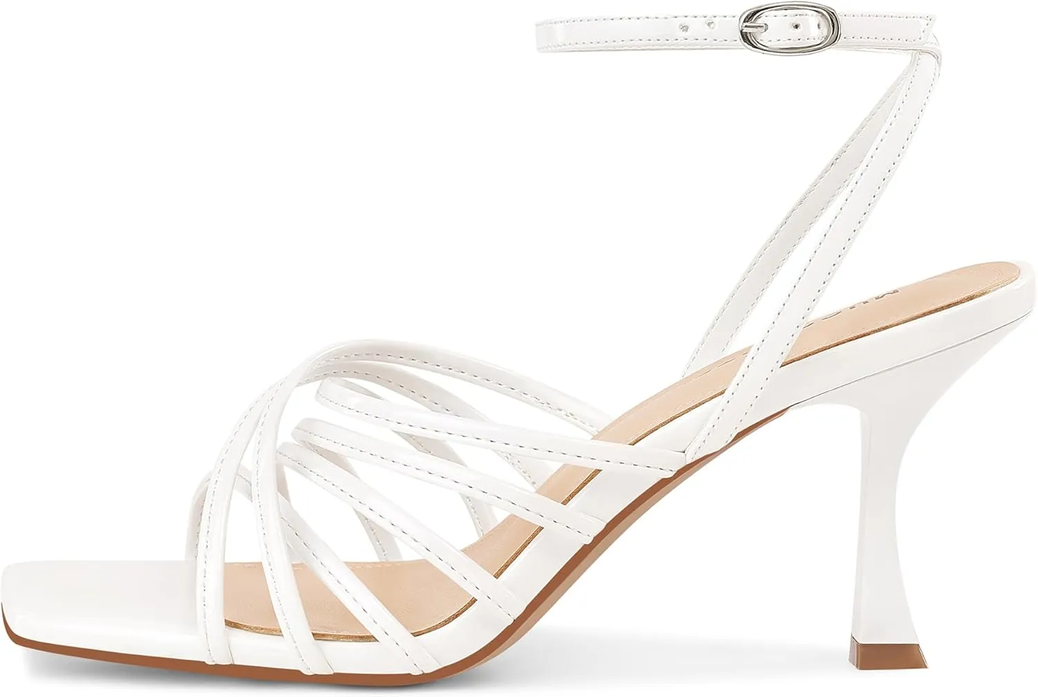 MUCCCUTE Heels for Women Square Open Toe Heeled Sandals Strappy Heels Ankle Strap Comfort Weddings Dressy Prom Shoes