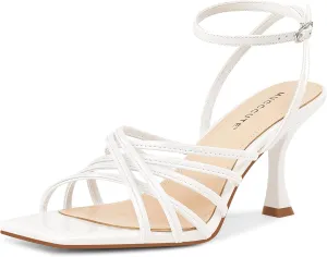MUCCCUTE Heels for Women Square Open Toe Heeled Sandals Strappy Heels Ankle Strap Comfort Weddings Dressy Prom Shoes