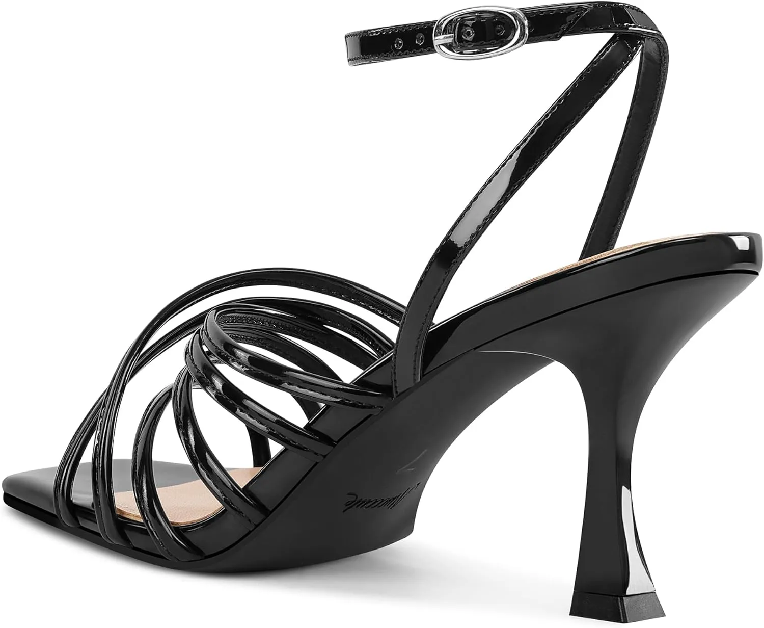 MUCCCUTE Heels for Women Square Open Toe Heeled Sandals Strappy Heels Ankle Strap Comfort Weddings Dressy Prom Shoes