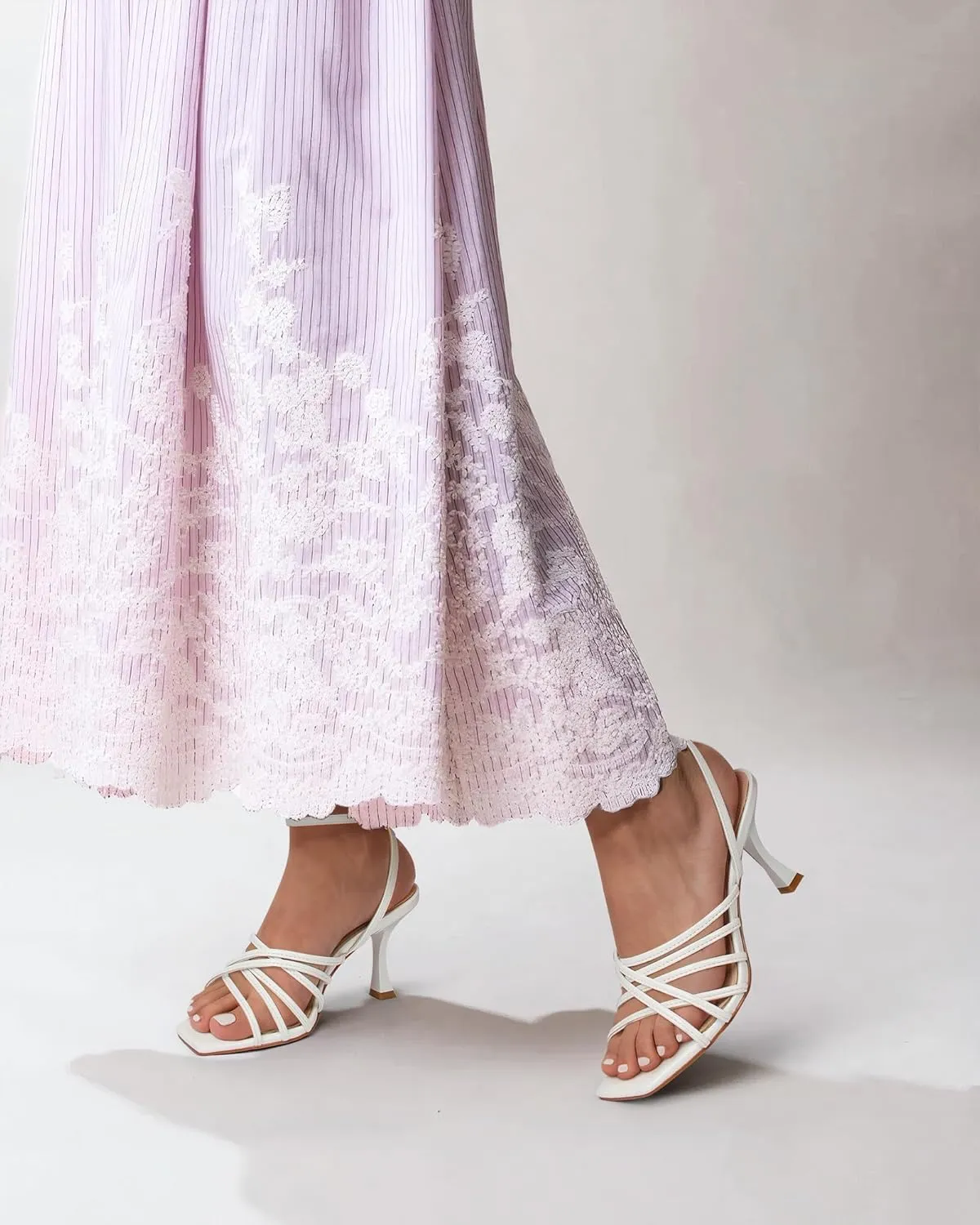 MUCCCUTE Heels for Women Square Open Toe Heeled Sandals Strappy Heels Ankle Strap Comfort Weddings Dressy Prom Shoes