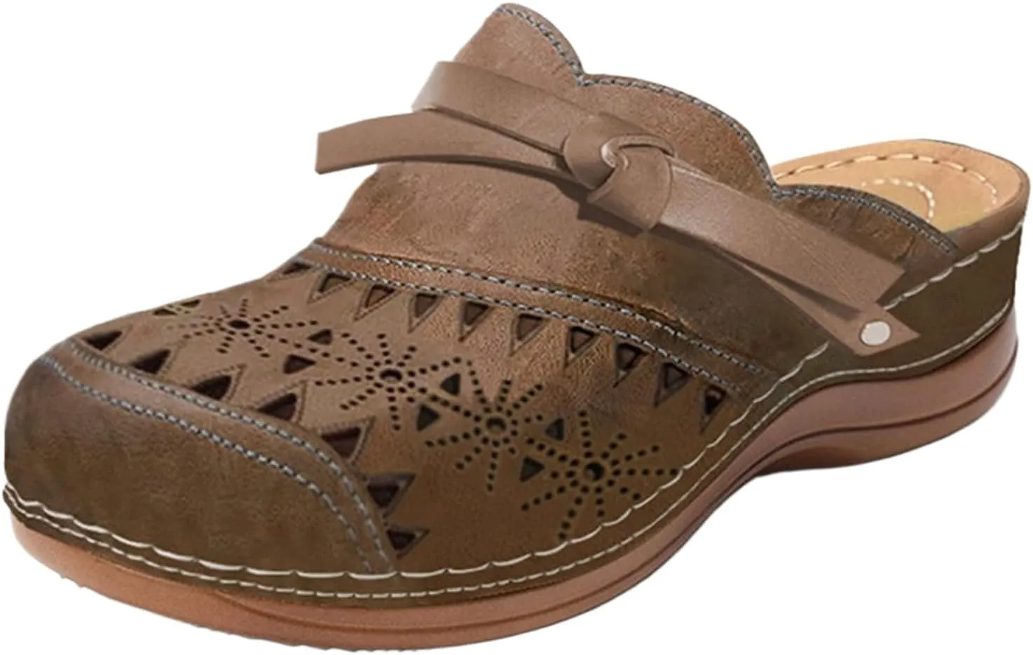 Mules for Women Hollow Out Closed Toe Slip On Slippers Comfort Orthopedic Sandals Arch Support Outdoor Beach Slippers Breathable Backless Walking Sandals Summer Platform Sandal