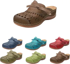 Mules for Women Hollow Out Closed Toe Slip On Slippers Comfort Orthopedic Sandals Arch Support Outdoor Beach Slippers Breathable Backless Walking Sandals Summer Platform Sandal