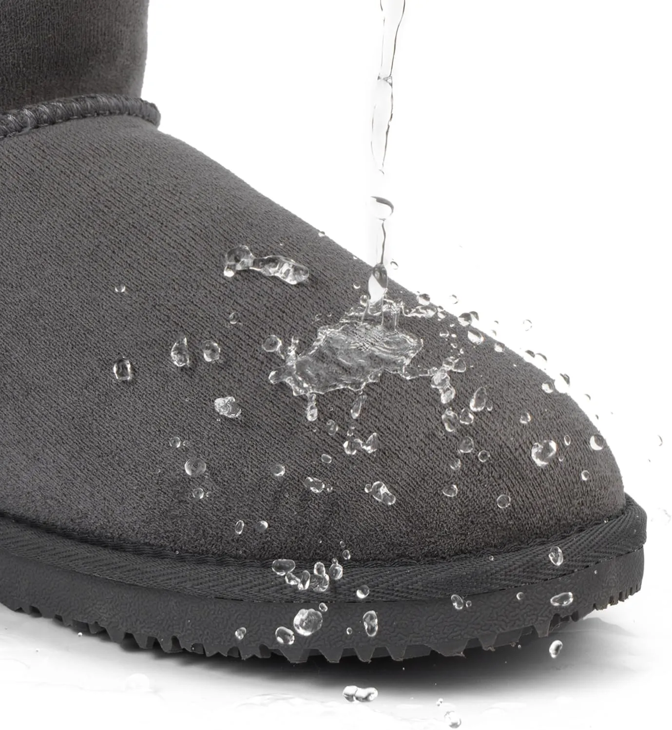 MUSSHOE Winter Boots for Women Classic Snow Boots Comfortable Cow Suede Leather Slip on Booties Fur Lined Warm Boots Waterproof