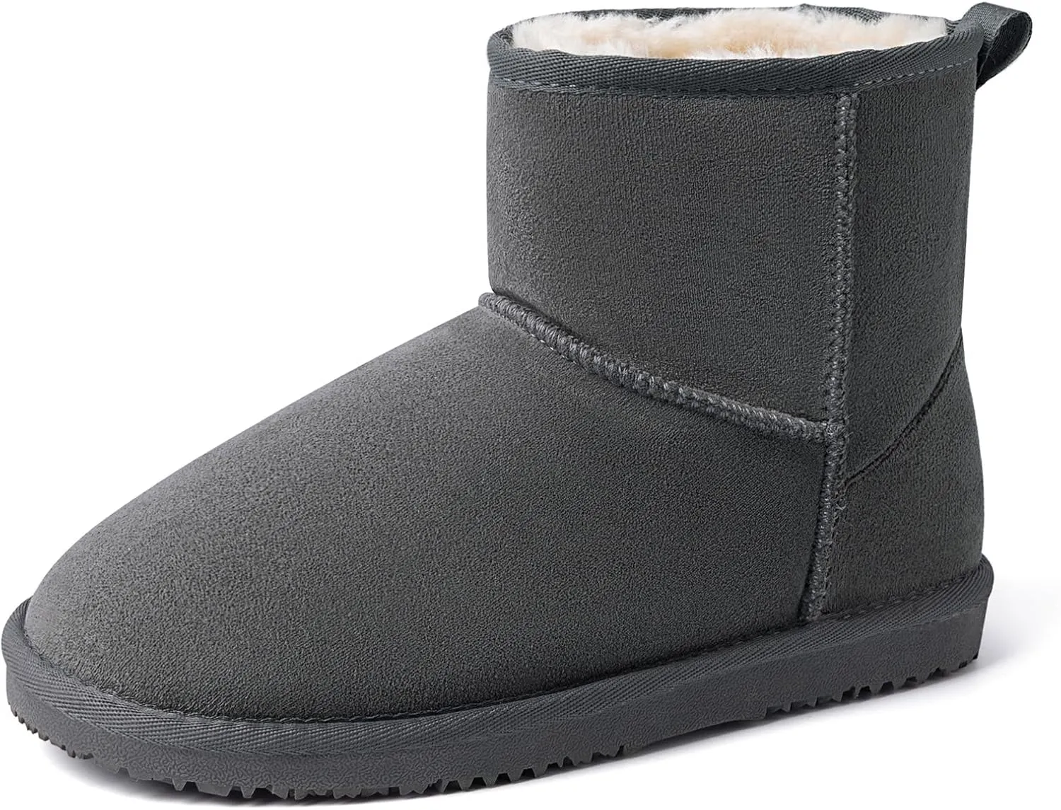 MUSSHOE Winter Boots for Women Classic Snow Boots Comfortable Cow Suede Leather Slip on Booties Fur Lined Warm Boots Waterproof