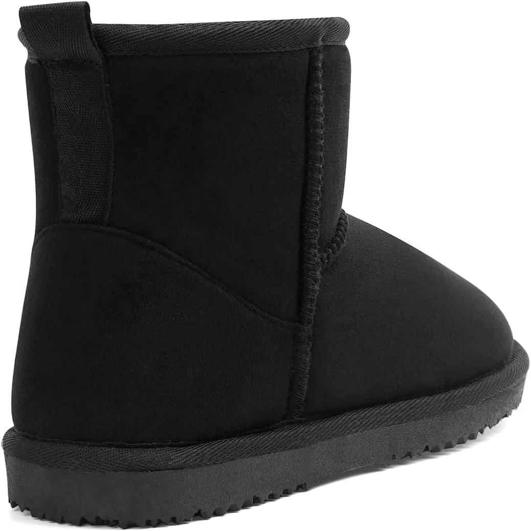 MUSSHOE Winter Boots for Women Classic Snow Boots Comfortable Cow Suede Leather Slip on Booties Fur Lined Warm Boots Waterproof