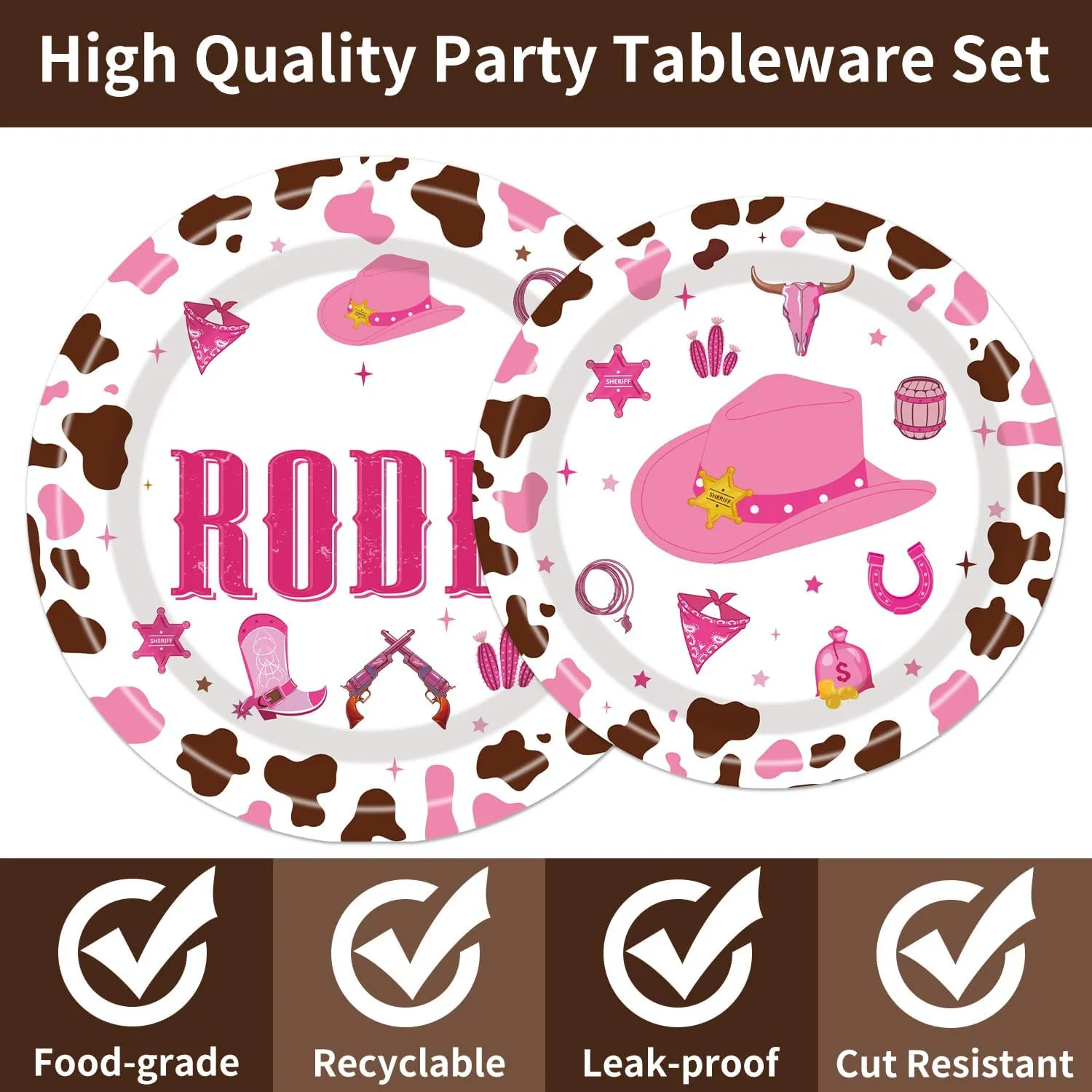 My First Rodeo Plates and Napkins Party Supplies 96PCS 1st Cowgirl Birthday Party Decorations Western Cowgirl Rodeo Disposable Tableware Set Serve 24 Guests