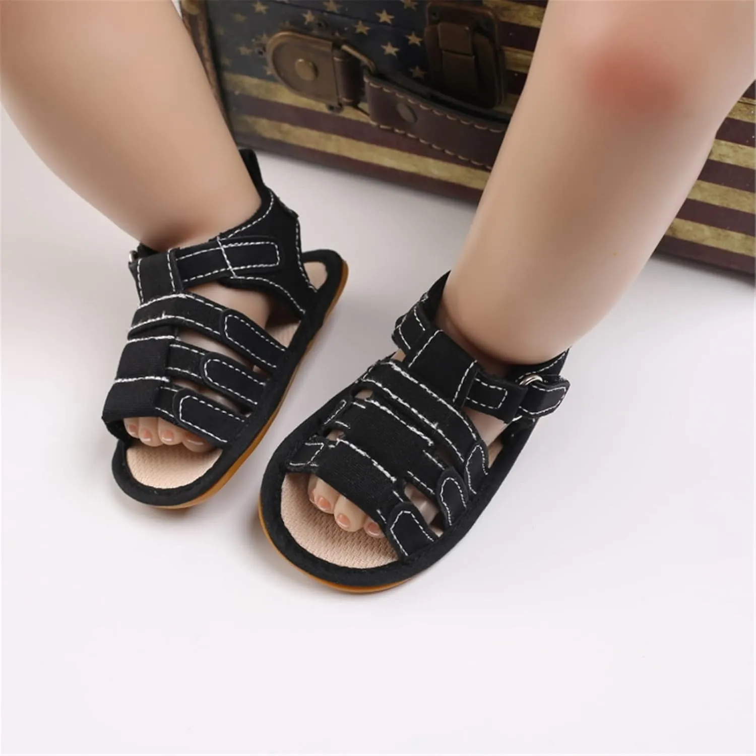 myppgg Baby Boys Girls Summer Sandals Non-Slip Soft Sole Infant Slippers Cotton Crib Shoes for Toddler First Walkers