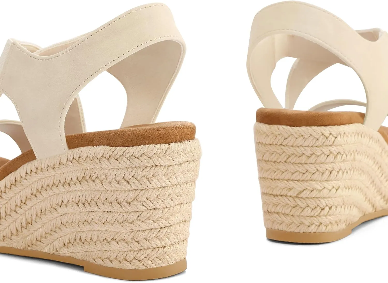 mysoft Women's Platform Espadrille Wedge Sandals Open Toe Elastic Ankle Strap Crisscross Slip on Summer Shoes
