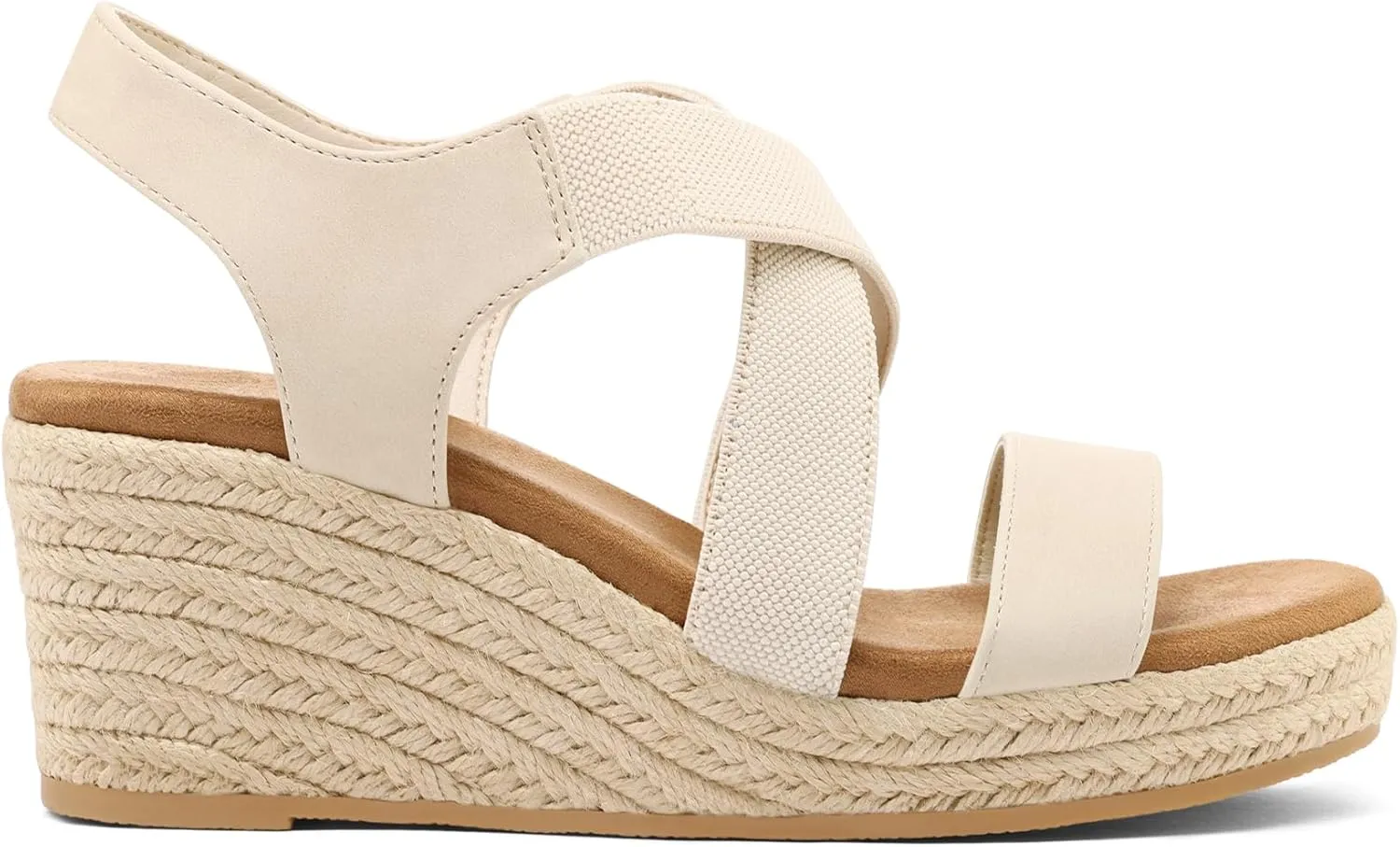 mysoft Women's Platform Espadrille Wedge Sandals Open Toe Elastic Ankle Strap Crisscross Slip on Summer Shoes