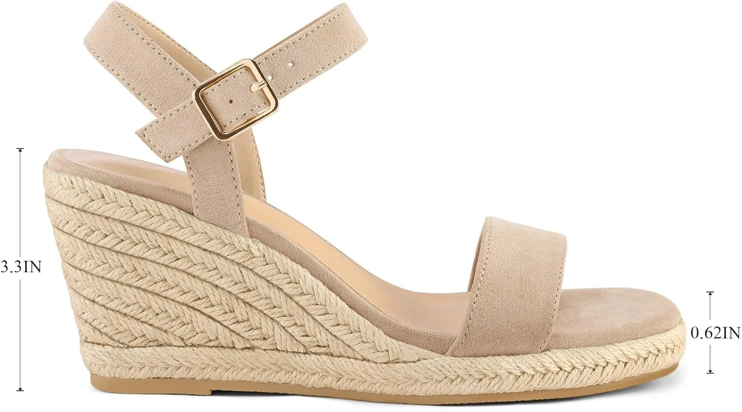 mysoft Women's Platform Espadrille Wedge Sandals Square Open Toe Ankle Strap Buckle Casual Summer Dressy Sandals