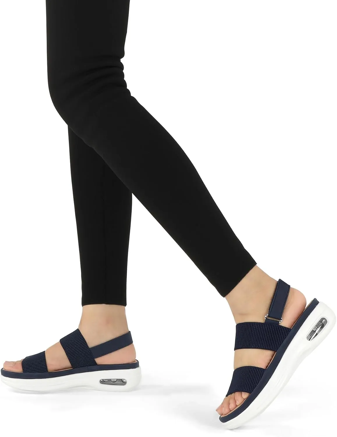 mysoft Women's Walking Sandals Comfortable Air Cushion Knit Elastic Ankle Strap Open Toe Platform Sandals Summer Shoes