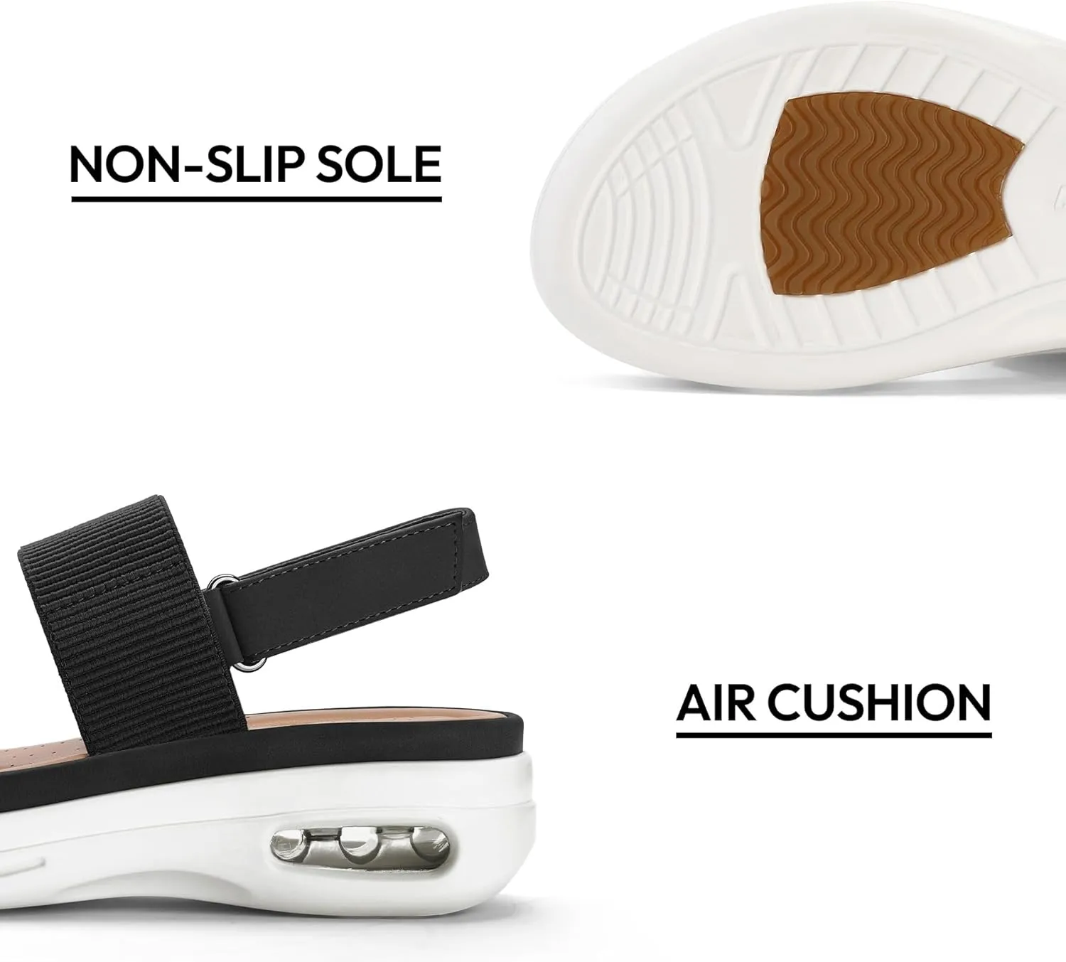mysoft Women's Walking Sandals Comfortable Air Cushion Knit Elastic Ankle Strap Open Toe Platform Sandals Summer Shoes