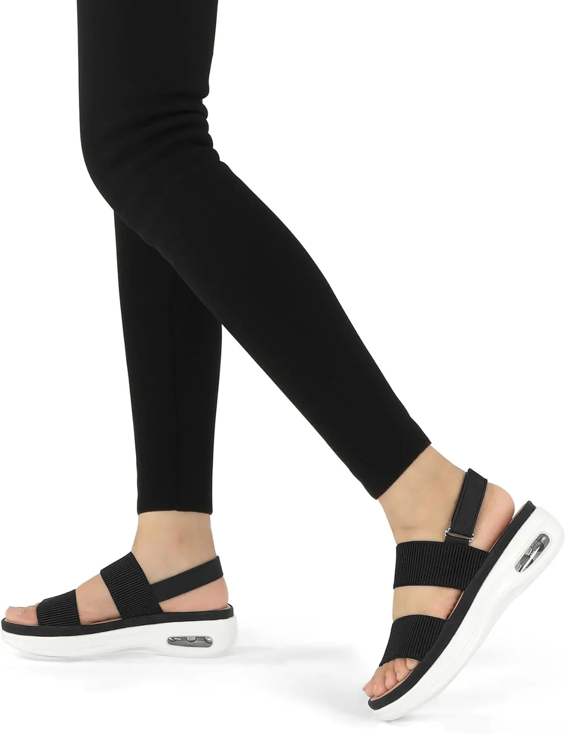 mysoft Women's Walking Sandals Comfortable Air Cushion Knit Elastic Ankle Strap Open Toe Platform Sandals Summer Shoes