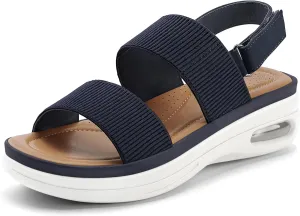 mysoft Women's Walking Sandals Comfortable Air Cushion Knit Elastic Ankle Strap Open Toe Platform Sandals Summer Shoes