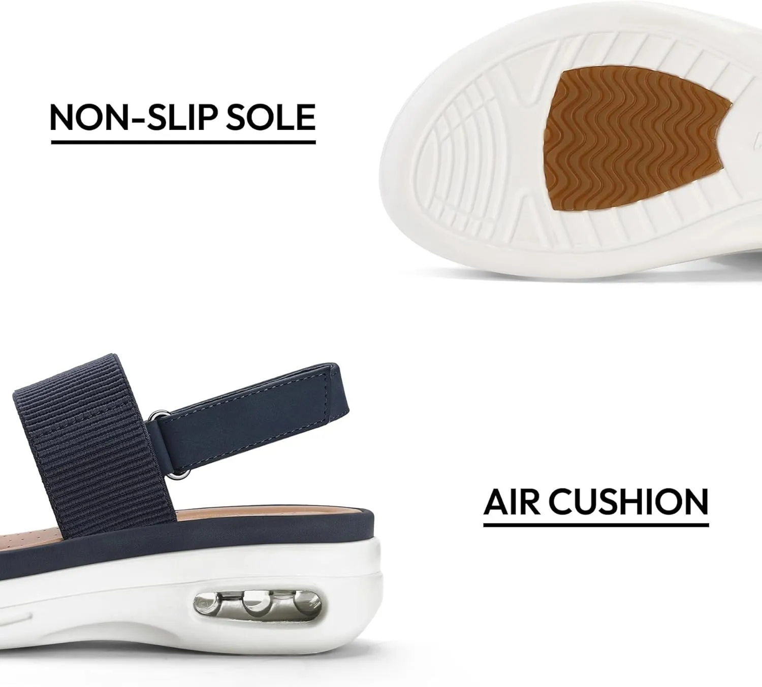 mysoft Women's Walking Sandals Comfortable Air Cushion Knit Elastic Ankle Strap Open Toe Platform Sandals Summer Shoes