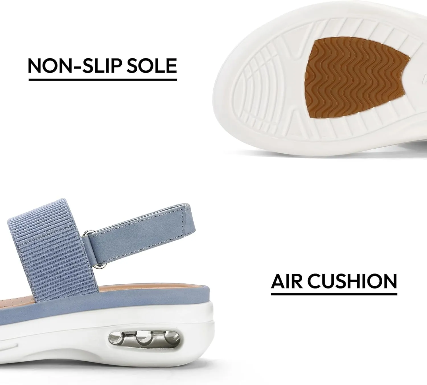 mysoft Women's Walking Sandals Comfortable Air Cushion Knit Elastic Ankle Strap Open Toe Platform Sandals Summer Shoes