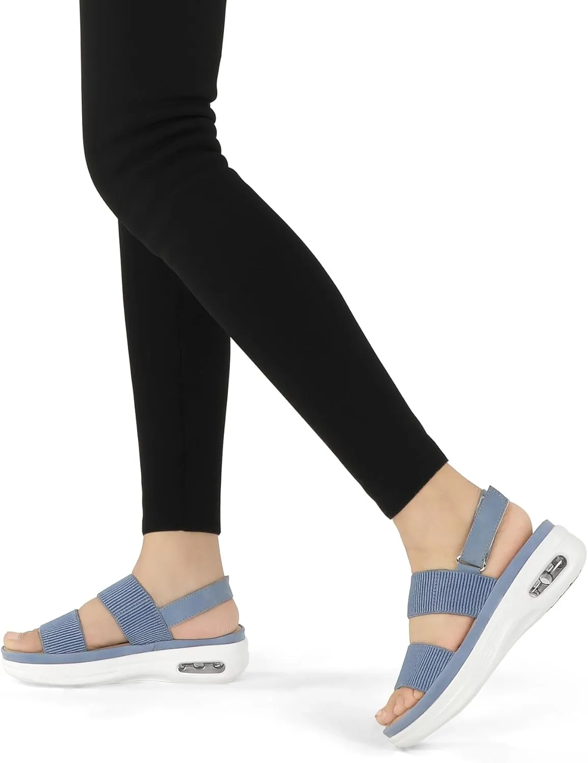 mysoft Women's Walking Sandals Comfortable Air Cushion Knit Elastic Ankle Strap Open Toe Platform Sandals Summer Shoes
