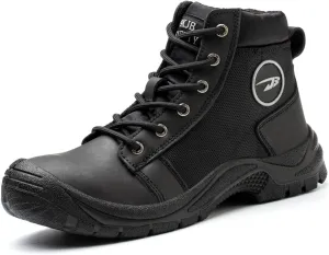 NBUUNBU Steel Toe Work Boots for Men Safety Work Shoes Slip Resistant Abrasion Resistance Leather Insulated Indestructible Boots Breathable Construction Footwear