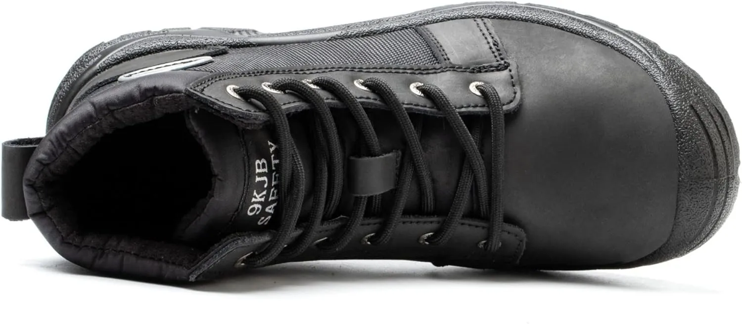 NBUUNBU Steel Toe Work Boots for Men Safety Work Shoes Slip Resistant Abrasion Resistance Leather Insulated Indestructible Boots Breathable Construction Footwear