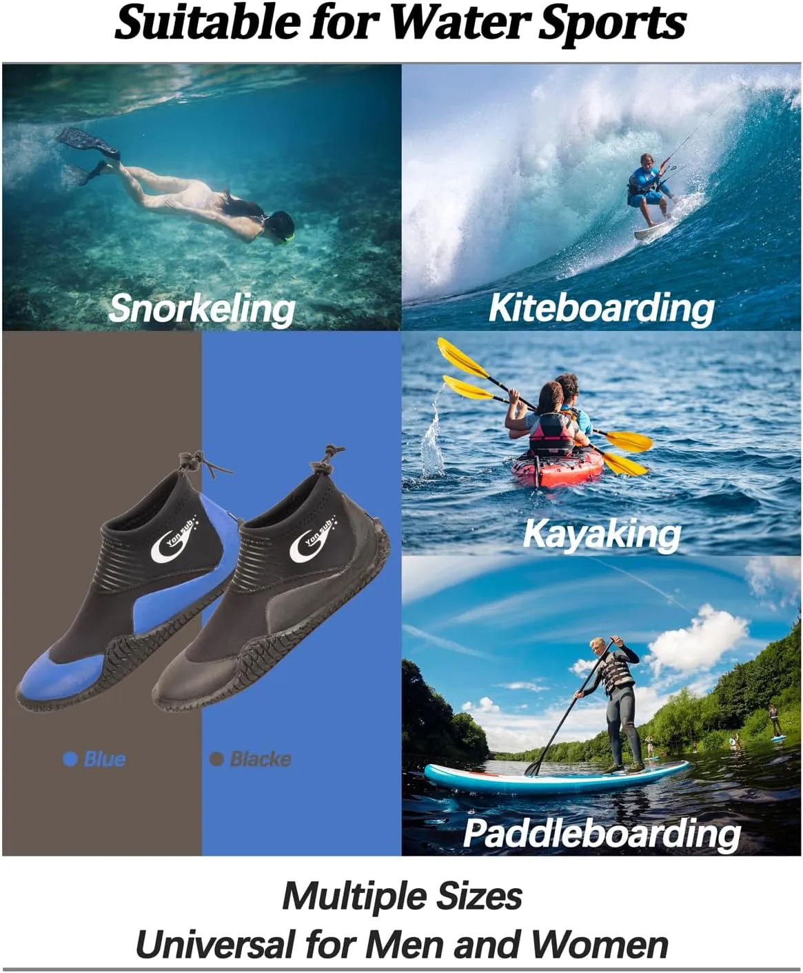 Neoprene Dive Boots, Scuba Diving Surf Wetsuit Booties for Men Women 3MM, Water Fin Shoes Sailing Boots with Anti-Slip Premium Rubber Sole for Water Sports Snorkeling