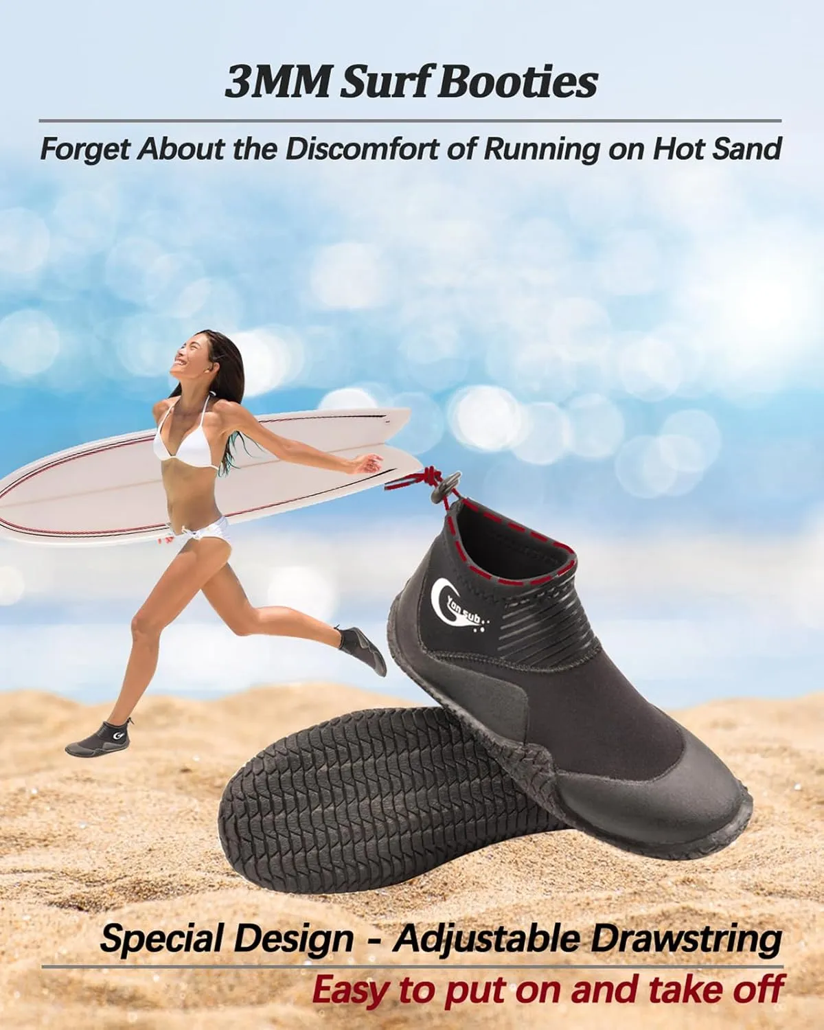 Neoprene Dive Boots, Scuba Diving Surf Wetsuit Booties for Men Women 3MM, Water Fin Shoes Sailing Boots with Anti-Slip Premium Rubber Sole for Water Sports Snorkeling