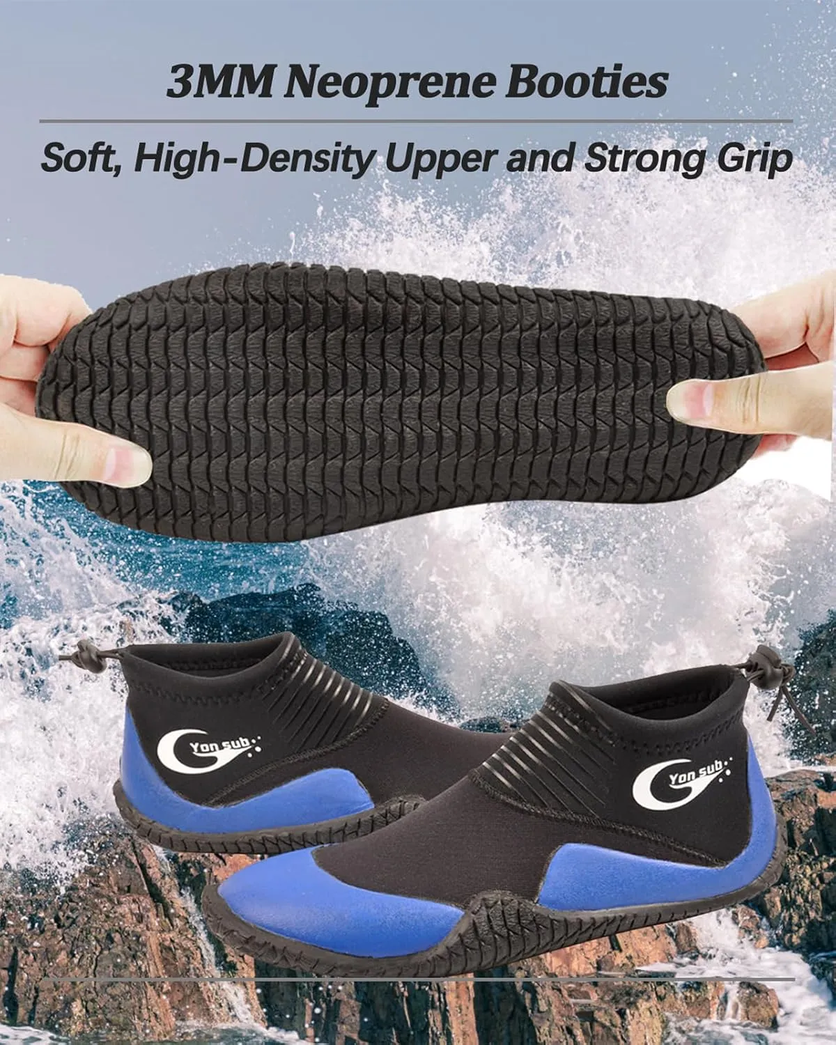 Neoprene Dive Boots, Scuba Diving Surf Wetsuit Booties for Men Women 3MM, Water Fin Shoes Sailing Boots with Anti-Slip Premium Rubber Sole for Water Sports Snorkeling