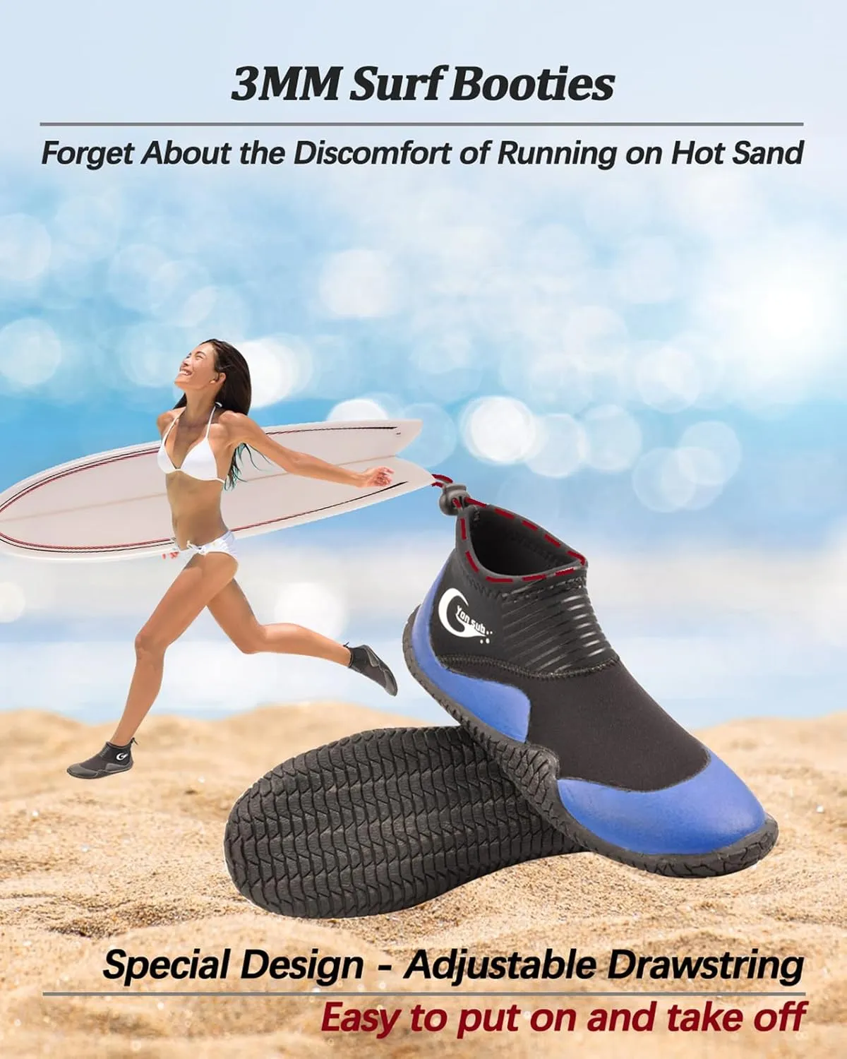 Neoprene Dive Boots, Scuba Diving Surf Wetsuit Booties for Men Women 3MM, Water Fin Shoes Sailing Boots with Anti-Slip Premium Rubber Sole for Water Sports Snorkeling