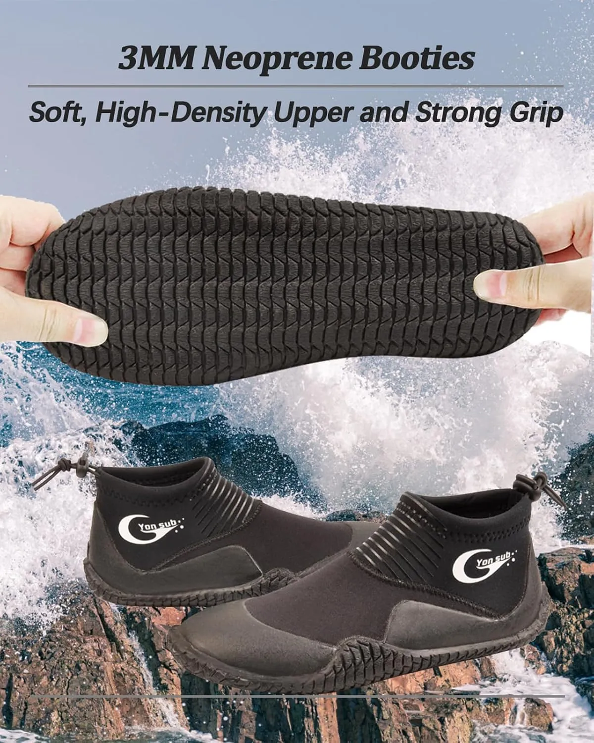 Neoprene Dive Boots, Scuba Diving Surf Wetsuit Booties for Men Women 3MM, Water Fin Shoes Sailing Boots with Anti-Slip Premium Rubber Sole for Water Sports Snorkeling